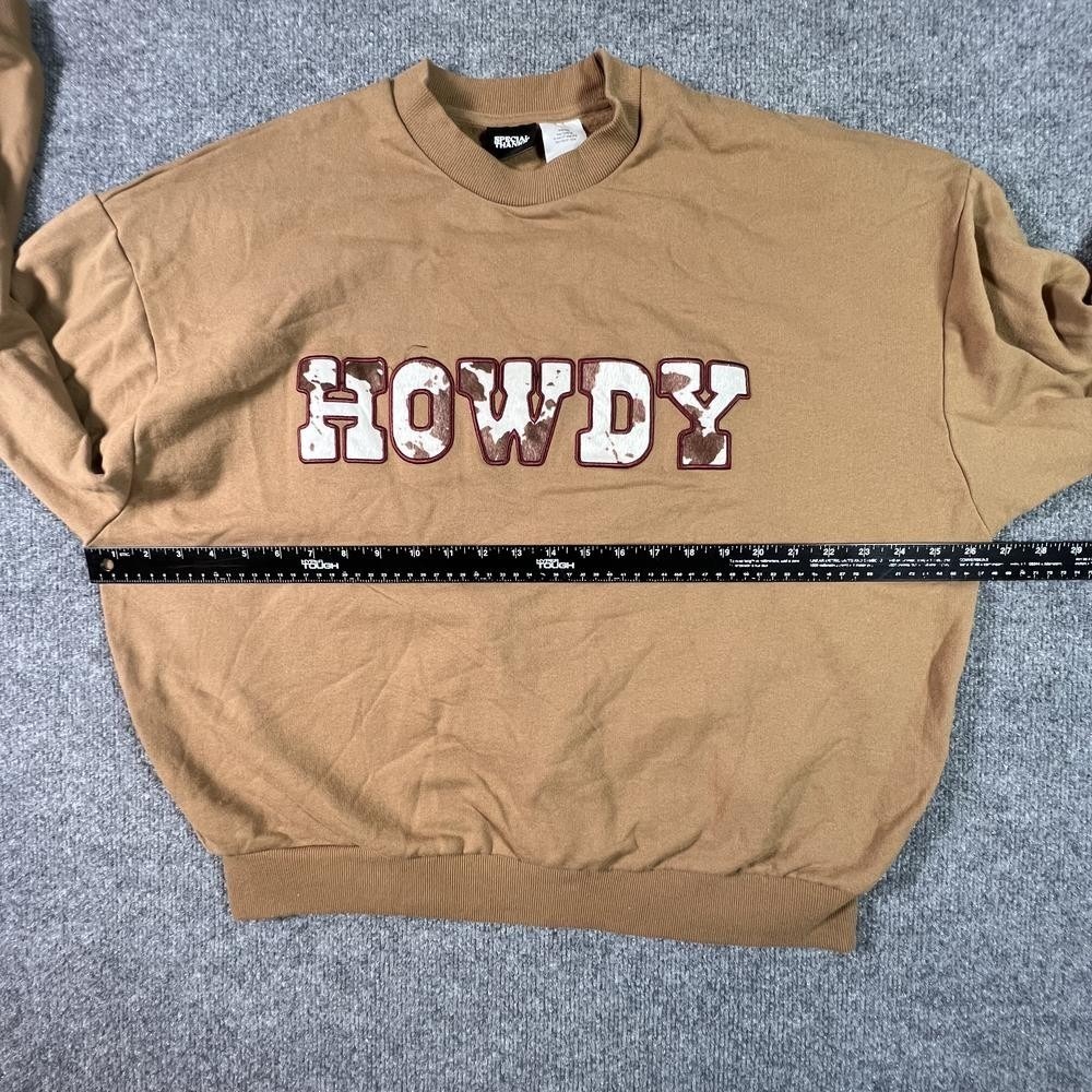Special Thanks "Howdy" Sweatshirt Women's L Brown Cotton Fleece-Lined Hiking - Picture 3 of 10